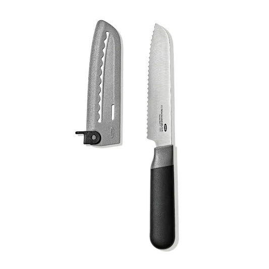 5 in Serrated Utility Knife with Locking Sheath