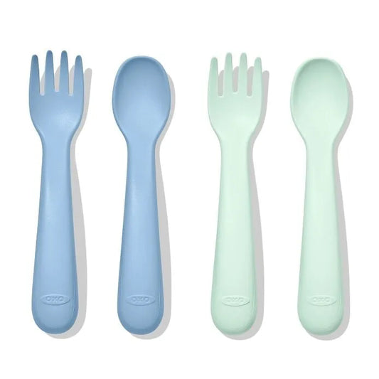 Soft Silicone Fork & Spoon Set - Opal & Dusk