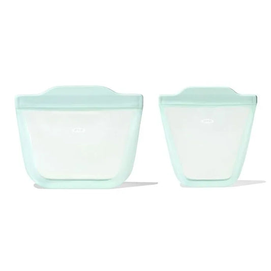 Tot Silicone Reusable Bag - 2-Piece Stand-Up Cup Set - Opal & Blossom